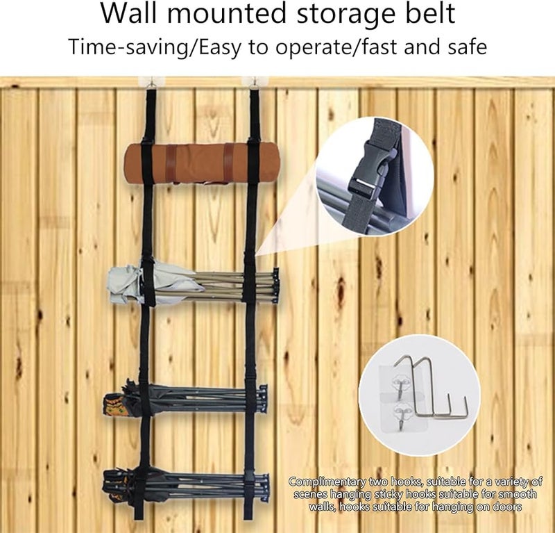 قطعتان من أحزمة التخزين الجدارية القابلة للتعديل مع مشابك تحرير سريع 3 2x160 سم - Image 3