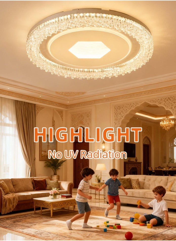 Vmax 100W LED 49cm Ceiling Light Round 3-Color (3000K/4000K/6500K), No Flicker, 8000Lm High Brightness – Iron + PMMA – Modern Flush Mount Lamp - Image 1