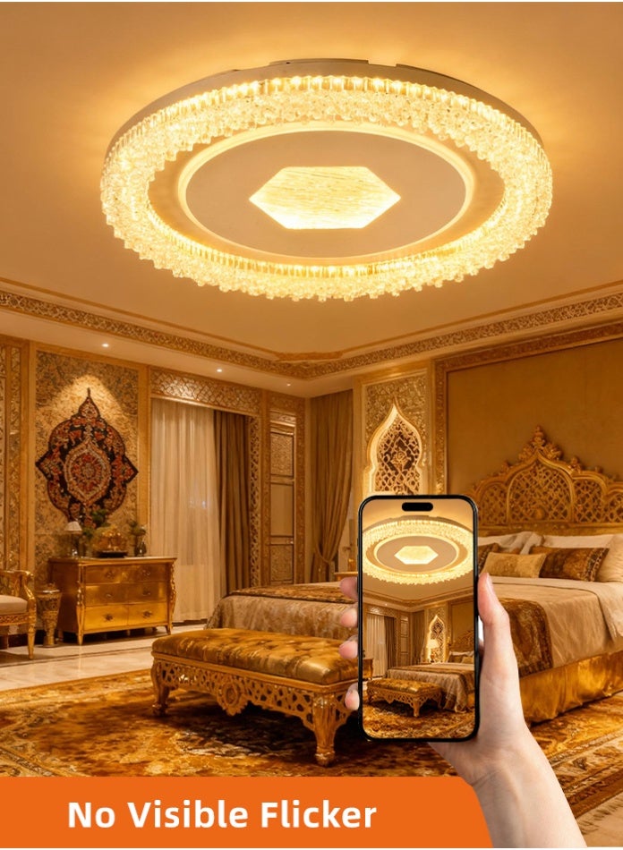 Vmax 100W LED 49cm Ceiling Light Round 3-Color (3000K/4000K/6500K), No Flicker, 8000Lm High Brightness – Iron + PMMA – Modern Flush Mount Lamp - Image 4