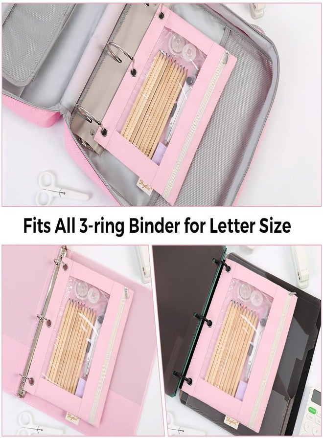 SKYDUE 3 Ring Pencil Pouch Case for Binder, Zipper Pencil Pouches for Girls Boys, Clear Window Pencil Bag,Pencil Case with Smooth Zipper - Image 3