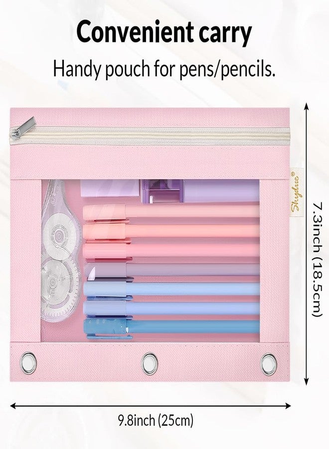 SKYDUE 3 Ring Pencil Pouch Case for Binder, Zipper Pencil Pouches for Girls Boys, Clear Window Pencil Bag,Pencil Case with Smooth Zipper - Image 4