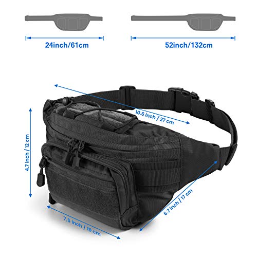 FRTKK Tactical Fanny Pack Military Waist Bag Pack with USA Flag Patch Utility Hip Pack with Adjustable Strap for Outdoors Fishing Cycling Camping Hiking Dog Walking (Black 2) - Image 3