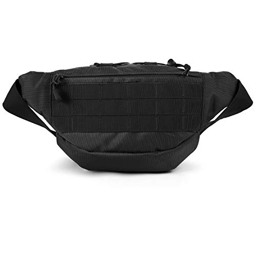 FRTKK Tactical Fanny Pack Military Waist Bag Pack with USA Flag Patch Utility Hip Pack with Adjustable Strap for Outdoors Fishing Cycling Camping Hiking Dog Walking (Black 2) - Image 2