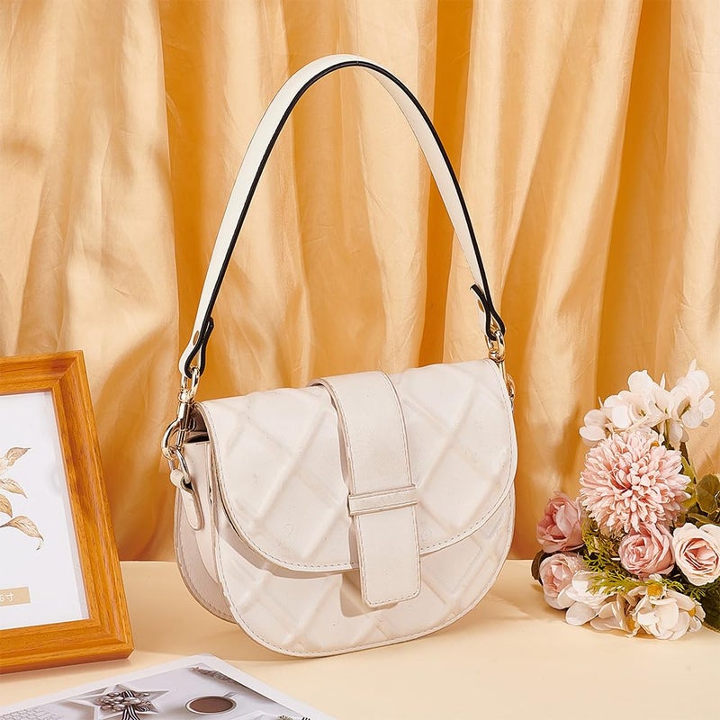PH PandaHall Short Bag Strap, 20.3 Inch Off White Imitation Leather Purse Straps 1 Inch Wide Bag Strap Replacement Purse Handbag Straps for Women Men DIY Underarm Bag Handbag, Golden Hardware - Image 5