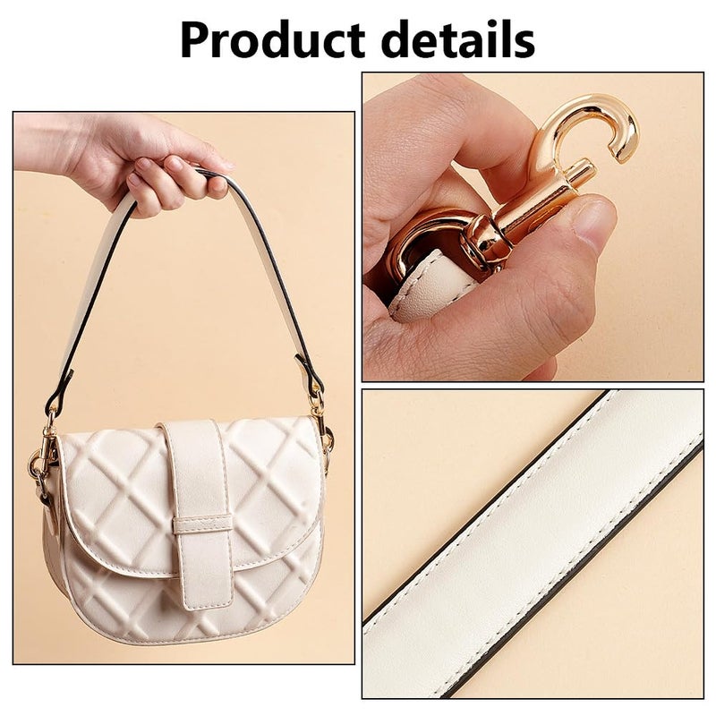 PH PandaHall Short Bag Strap, 20.3 Inch Off White Imitation Leather Purse Straps 1 Inch Wide Bag Strap Replacement Purse Handbag Straps for Women Men DIY Underarm Bag Handbag, Golden Hardware - Image 4