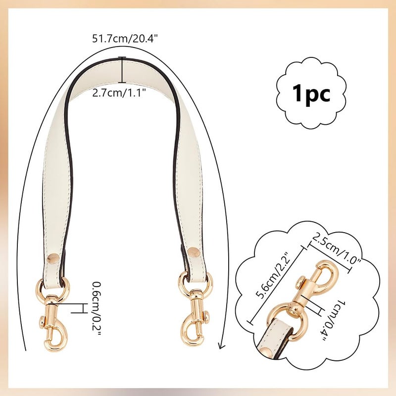 PH PandaHall Short Bag Strap, 20.3 Inch Off White Imitation Leather Purse Straps 1 Inch Wide Bag Strap Replacement Purse Handbag Straps for Women Men DIY Underarm Bag Handbag, Golden Hardware - Image 2