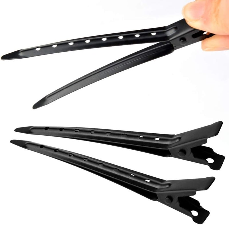 Bantoye 24 Packs Duck Bill Clips, 3.35 Inches Rustproof Metal Alligator Curl Clips with Holes for Hair Styling, Hair Coloring, Black - Image 5