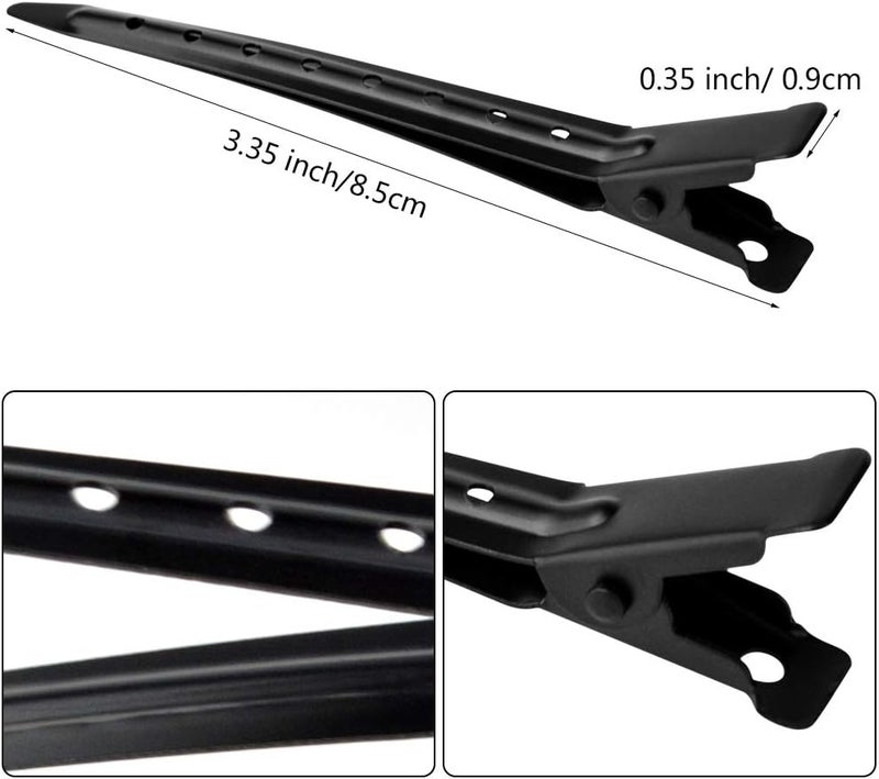Bantoye 24 Packs Duck Bill Clips, 3.35 Inches Rustproof Metal Alligator Curl Clips with Holes for Hair Styling, Hair Coloring, Black - Image 3