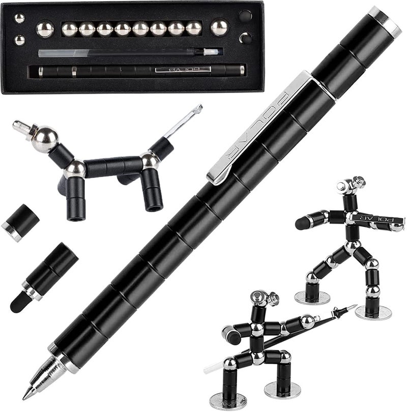 Lafoxla Fidget Pen Decompression Magnetic Metal Pen, Toy Pen Relieving Stress Build Various of Shapes, Strato Pen Multifunctional Deformable Magnet Writing Pen Polar Pen for Christmas Gift (Pen Black) - Image 3