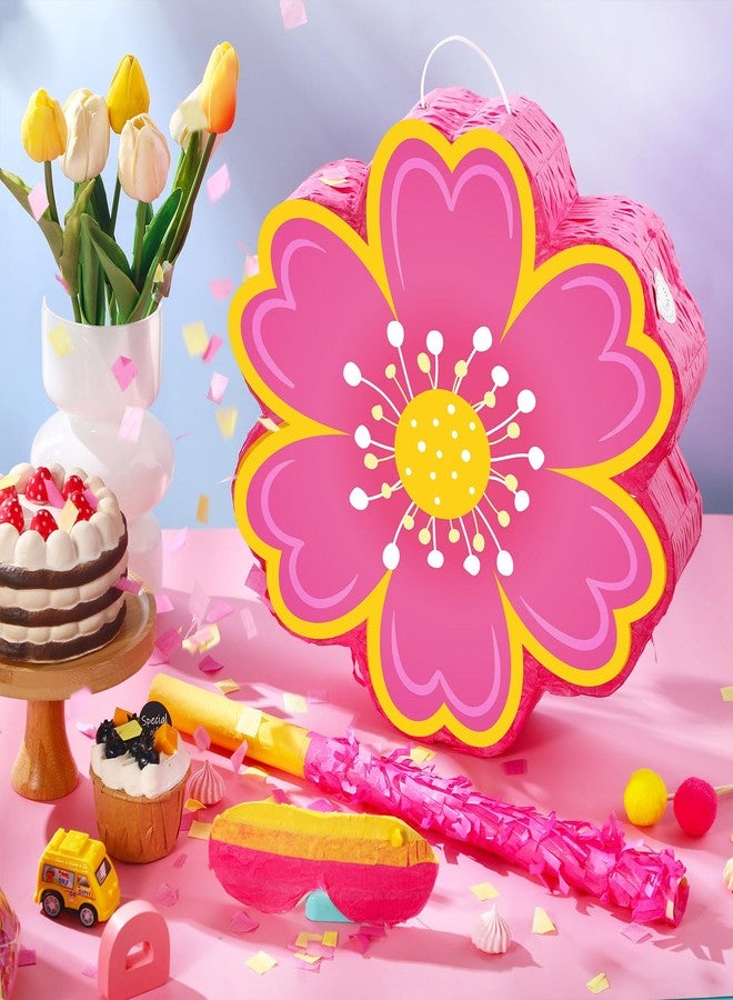 Aoriher Daisy Flower Piñata Set with Blindfold and Bat Pink Flower Piñata Daisy Hippie Boho Game for Birthday Baby Shower Gender Reveal Wedding Floral Mother's Day Princess Party Supplies Decorations - Image 4
