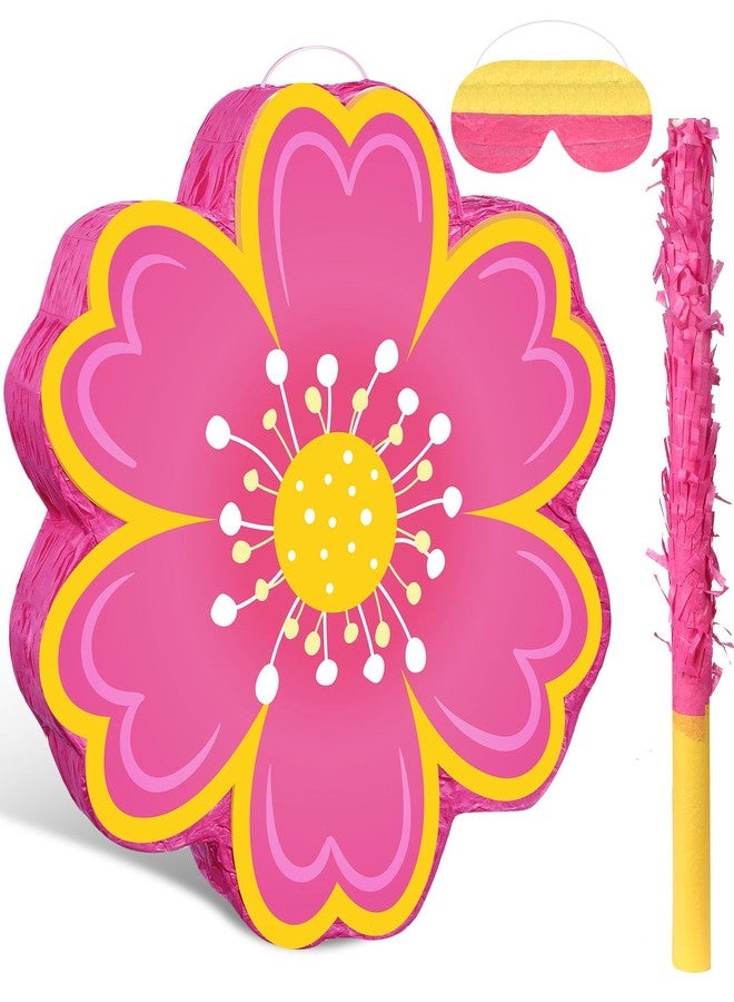 Aoriher Daisy Flower Piñata Set with Blindfold and Bat Pink Flower Piñata Daisy Hippie Boho Game for Birthday Baby Shower Gender Reveal Wedding Floral Mother's Day Princess Party Supplies Decorations - Image 1