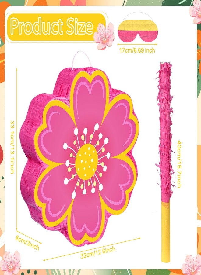 Aoriher Daisy Flower Piñata Set with Blindfold and Bat Pink Flower Piñata Daisy Hippie Boho Game for Birthday Baby Shower Gender Reveal Wedding Floral Mother's Day Princess Party Supplies Decorations - Image 2