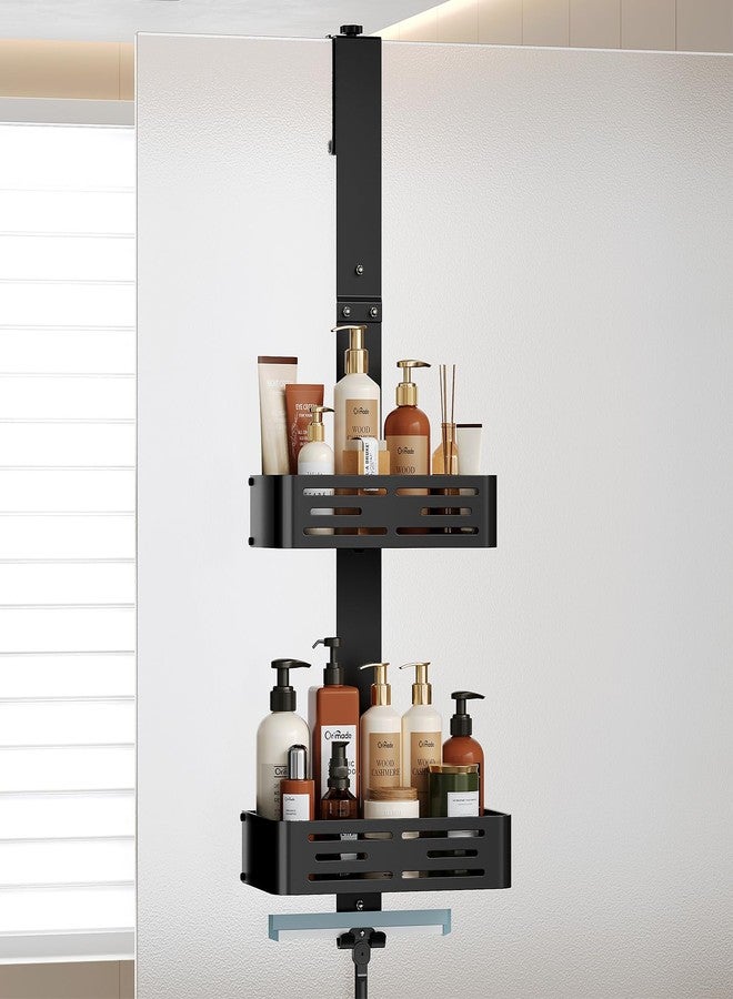 Orimade Aluminum Over the Door Shower Caddy, Rustproof Hanging Shower Organizer, Heavy Duty 44LB, Adjustable Height, Safe Rounded Edges, Bottom Plate to Hold Small Items, for Bathroom Storage, 2-Tier - Image 1