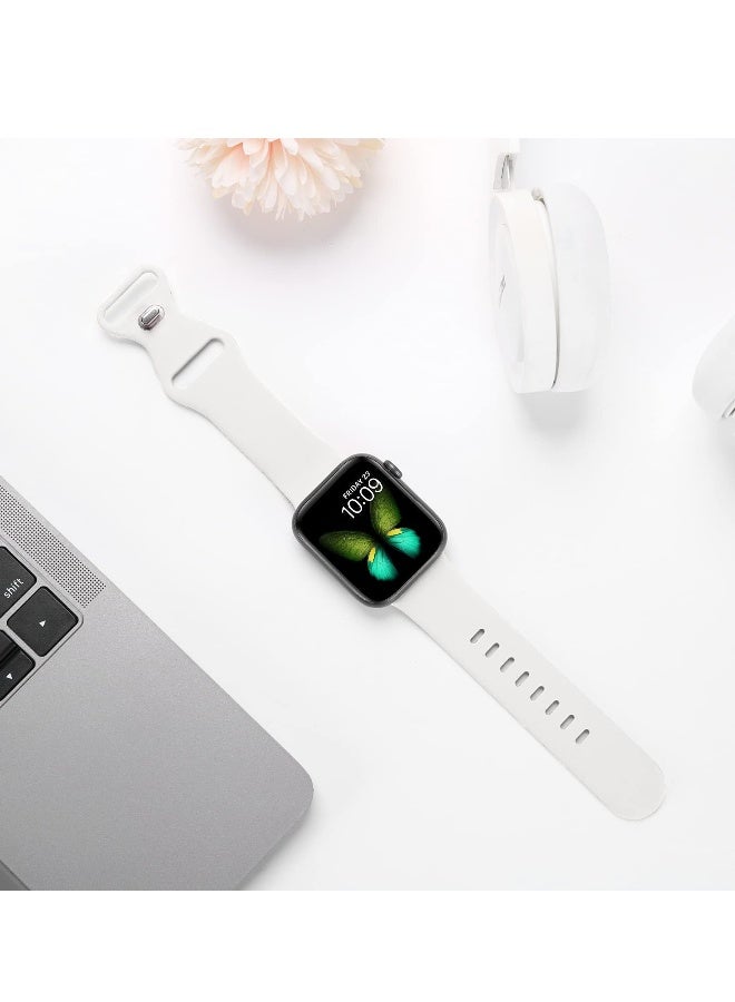 Compatible with Apple watch Band 42mm 44mm 45mm 46mm 49mm for Women Men, Soft Silicone Wristband Strap Bands for iWatch Ultra 2/1 Series 10 9 8 7 6 5 4 3 2 1 SE 2/1 White - Image 3