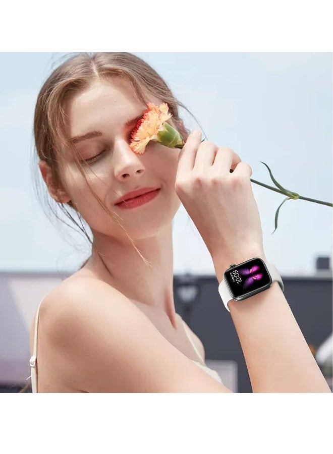 Compatible with Apple watch Band 42mm 44mm 45mm 46mm 49mm for Women Men, Soft Silicone Wristband Strap Bands for iWatch Ultra 2/1 Series 10 9 8 7 6 5 4 3 2 1 SE 2/1 White - Image 4