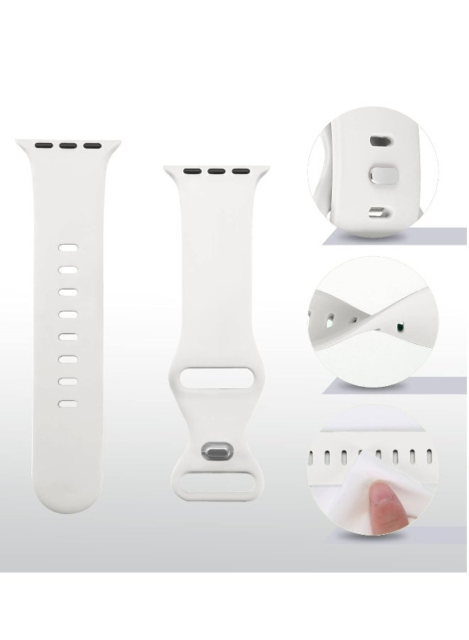 Compatible with Apple watch Band 42mm 44mm 45mm 46mm 49mm for Women Men, Soft Silicone Wristband Strap Bands for iWatch Ultra 2/1 Series 10 9 8 7 6 5 4 3 2 1 SE 2/1 White - Image 2