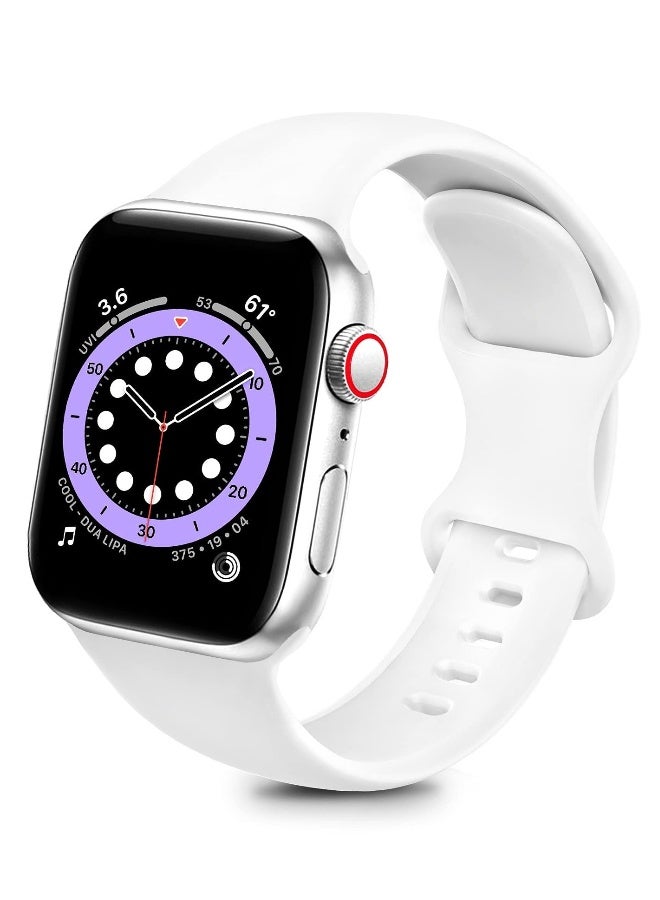Compatible with Apple watch Band 42mm 44mm 45mm 46mm 49mm for Women Men, Soft Silicone Wristband Strap Bands for iWatch Ultra 2/1 Series 10 9 8 7 6 5 4 3 2 1 SE 2/1 White - Image 1