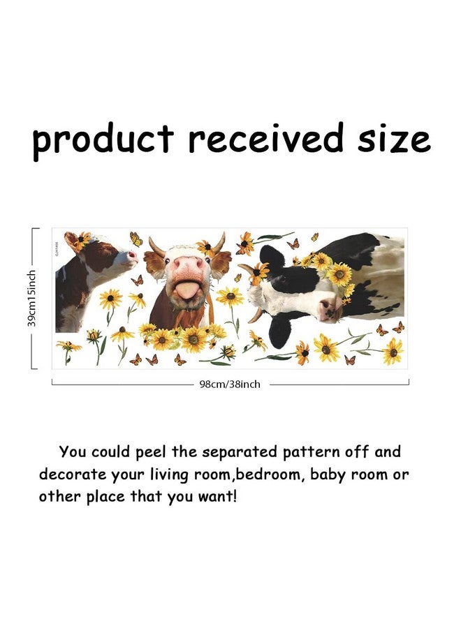 SUPERDANT Funny Farm Cow Wall Decor Cute Cow Sunflower Wall Sticker Funny Animal Wall Decals Butterfly Decor for Farmhouse Kitchen Kids' Room Window Decoration Living Room Nursery Wall Decor - Image 2