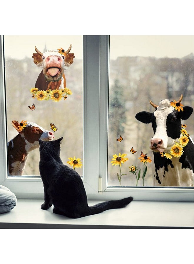 SUPERDANT Funny Farm Cow Wall Decor Cute Cow Sunflower Wall Sticker Funny Animal Wall Decals Butterfly Decor for Farmhouse Kitchen Kids' Room Window Decoration Living Room Nursery Wall Decor - Image 4