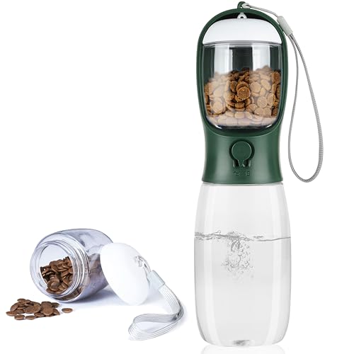 AVELORA Dog Water Bottle with Food Container, Portable Leak Proof Pet Water Dispenser for Walking Hiking Travel, Puppy Essentials Accessories for Small Large Dogs, Dog Gifts (10oz/15oz/19oz) - Image 1