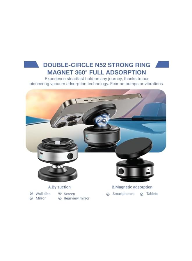 Green Tiger Magnetic Suction Phone Holder, 360°Rotation Magnetic Car Phone Holder, Vacuum Suction Phone Mount, Suction Cup Mount for Car Metal and Glass Surface - Image 4