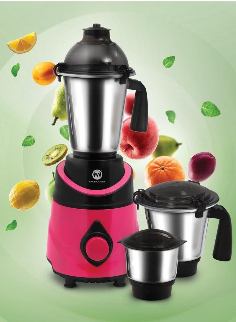 Microdigit 3-In-1 Mixer Grinder &Juicer Blender Made In India 1.5 L 750.0 W MH871MG Black/Pink - Image 4