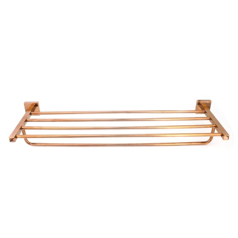 Shopertuniti Stainless Steel Wall-Mounted Towel Rack/Bathroom Towel Hanger/Towel Holder/Stand/Bathroom Accessories (Rose Gold) - Image 4