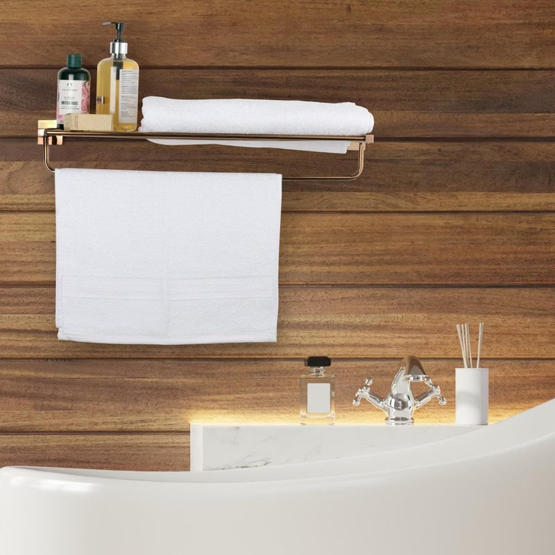 Shopertuniti Stainless Steel Wall-Mounted Towel Rack/Bathroom Towel Hanger/Towel Holder/Stand/Bathroom Accessories (Rose Gold) - Image 2