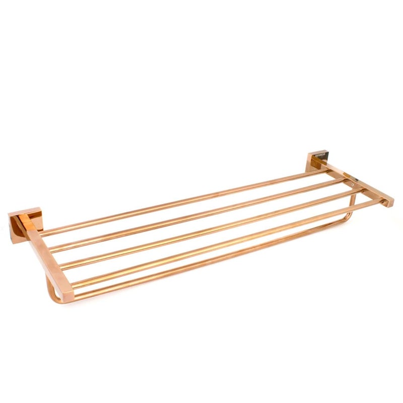 Shopertuniti Stainless Steel Wall-Mounted Towel Rack/Bathroom Towel Hanger/Towel Holder/Stand/Bathroom Accessories (Rose Gold) - Image 1