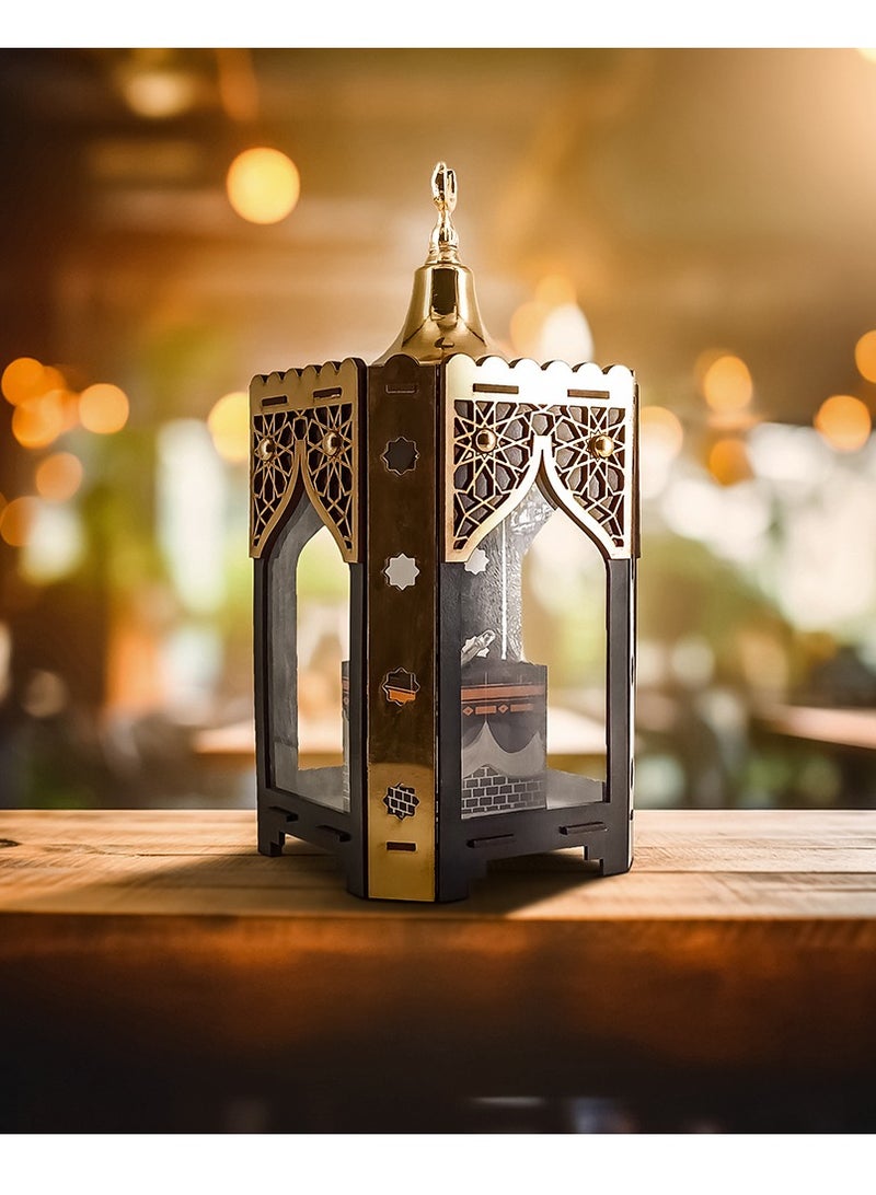 فانوس رمضان الخشبي بتصميم هلال  - Image 3