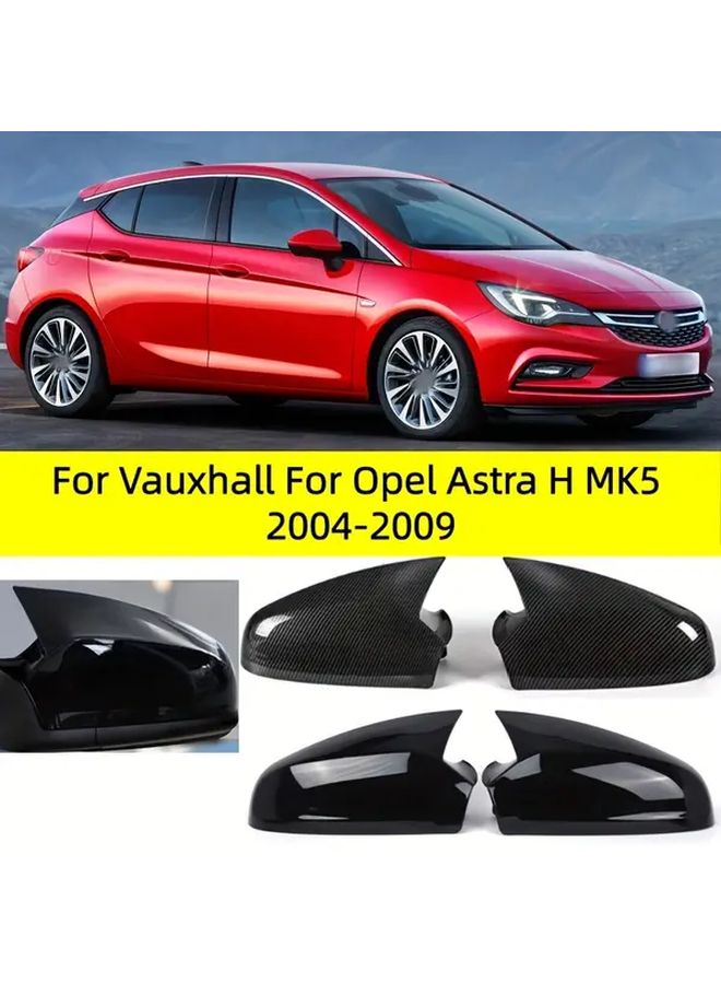 Carbon Fiber Horn Side Mirror Cover For Vauxhall Opel Astra H MK5 2004 2009 Glossy Black Rearview Cap - Image 1