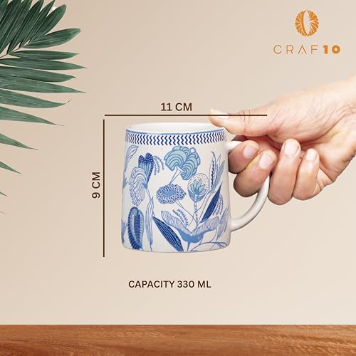 CRAF10 Botanic Blue Coffee Tea Mugs Sets of 2, Ideal for Gifting - Image 3