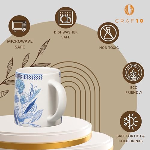 CRAF10 Botanic Blue Coffee Tea Mugs Sets of 2, Ideal for Gifting - Image 5