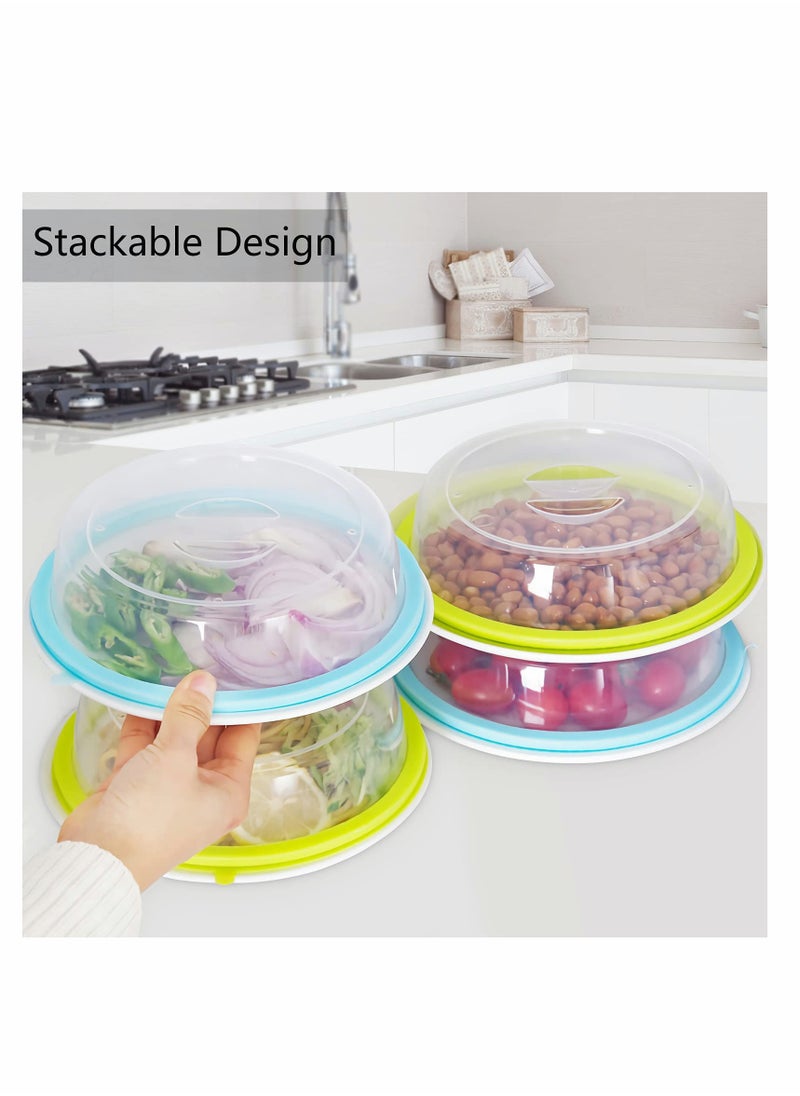 Microwave Splatter Cover, 2 Pack, Small Microwave Plate Cover for Food, 7.9" Microwave Accessories with Silicone Ring, BPA Free & Dishwasher Safe Fruit, Vegetable Container