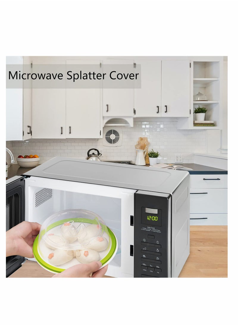 Microwave Splatter Cover, 2 Pack, Small Microwave Plate Cover for Food, 7.9" Microwave Accessories with Silicone Ring, BPA Free & Dishwasher Safe Fruit, Vegetable Container