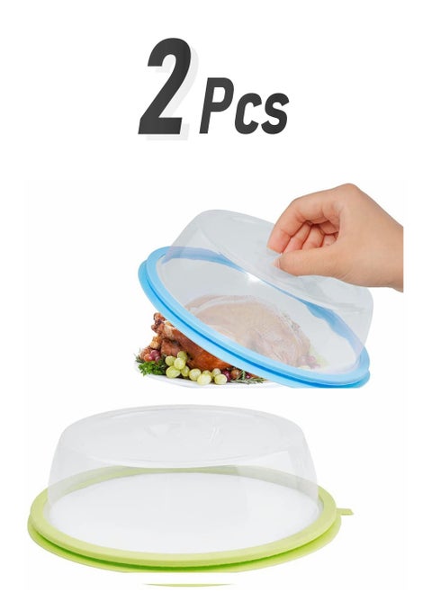 Microwave Splatter Cover, 2 Pack, Small Microwave Plate Cover for Food, 7.9" Microwave Accessories with Silicone Ring, BPA Free & Dishwasher Safe Fruit, Vegetable Container