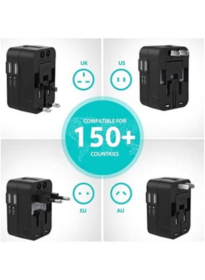 نيو فانجا Universal Travel Adapter All-in-One Worldwide Power Plug with Dual USB Charging Ports – Compact & Durable Wall Charger for International Travel | Compatible with USA, UK, Europe, Asia & AUS Outlets | Multi-Functional AC Adapter for Phones, Laptops & Tablets - Image 4