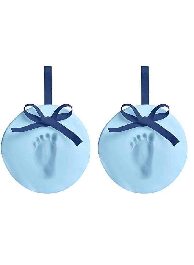 pearhead Pearhead Easy DIY Babyprints Baby Handprint or Footprint Ornament Kit with Ribbon Blue Pack of 2  - Image 1