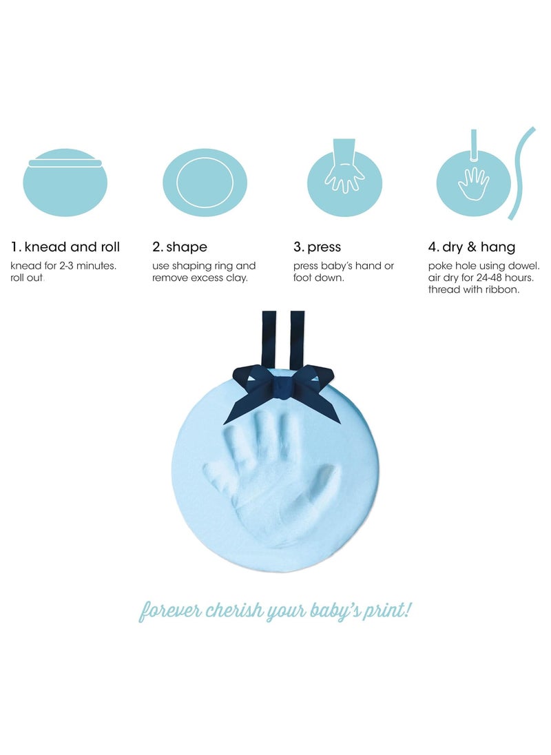 pearhead Pearhead Easy DIY Babyprints Baby Handprint or Footprint Ornament Kit with Ribbon Blue Pack of 2  - Image 2