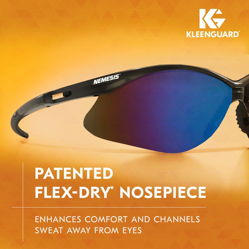 KleenGuard™ V30 Nemesis™ Safety Glasses (14481), Blue Lenses with Mirror coating, Black Frame, Unisex Eyewear for Men and Women (12 Pairs/Case) - Image 4