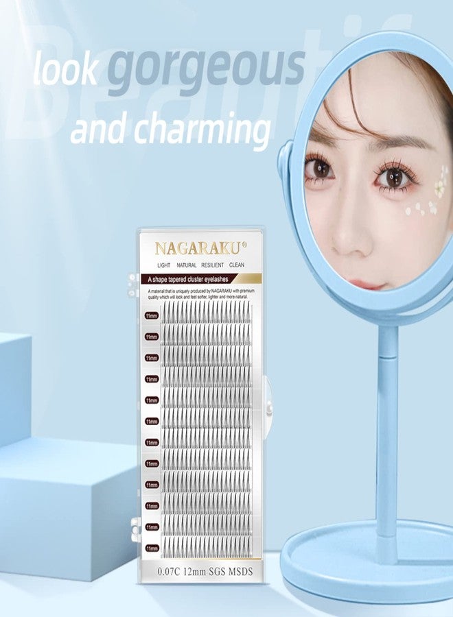 NAGARAKU DIY Individual Cluster Eyelashes Extension 0.07mm A Shaped Tapered False Lash Home Grafting Dovetail Eye Lash of 240 Clusters A/M Type Black (Curl-C, Thickness-8mm) - Image 3