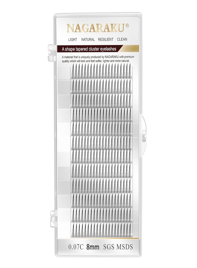 NAGARAKU DIY Individual Cluster Eyelashes Extension 0.07mm A Shaped Tapered False Lash Home Grafting Dovetail Eye Lash of 240 Clusters A/M Type Black (Curl-C, Thickness-8mm) - Image 1