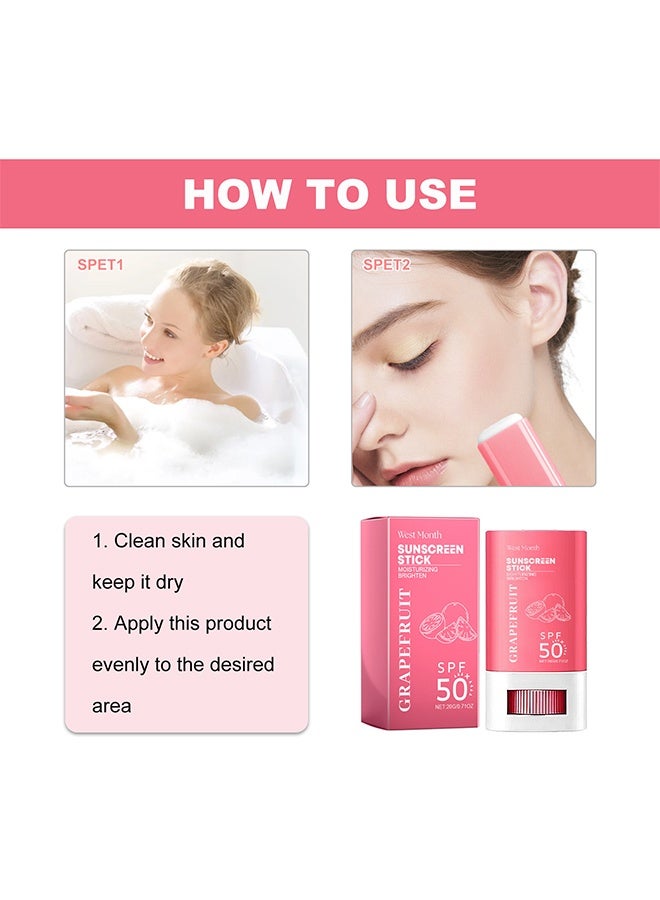 WEST MONTH Grapefruit Sunscreen Stick SPF50+,Sun Project Silky Calming Sun Stick,Waterproof Strong Hydrating Natural Protection Sun Stick - Image 3