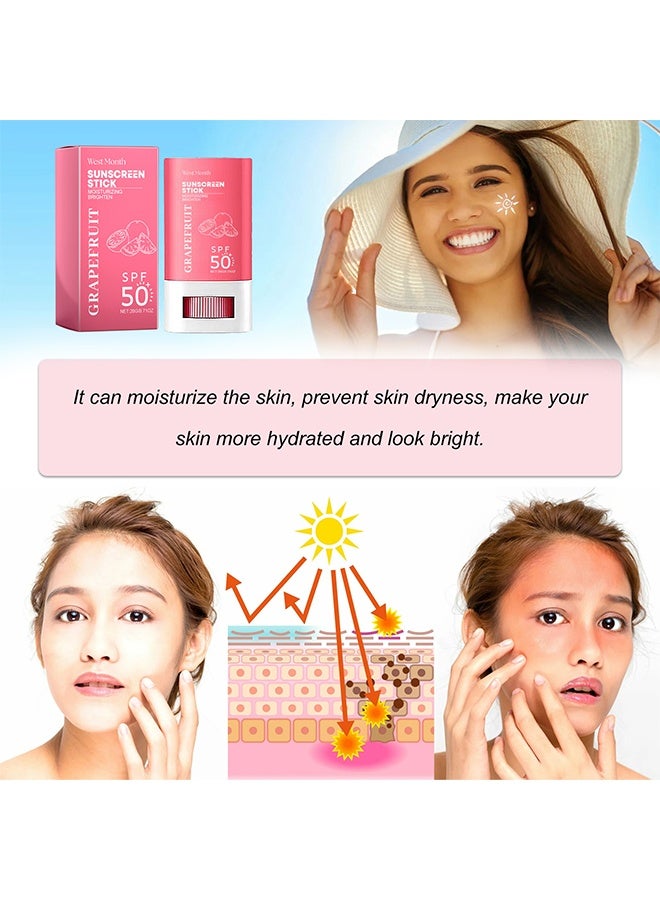 WEST MONTH Grapefruit Sunscreen Stick SPF50+,Sun Project Silky Calming Sun Stick,Waterproof Strong Hydrating Natural Protection Sun Stick - Image 2