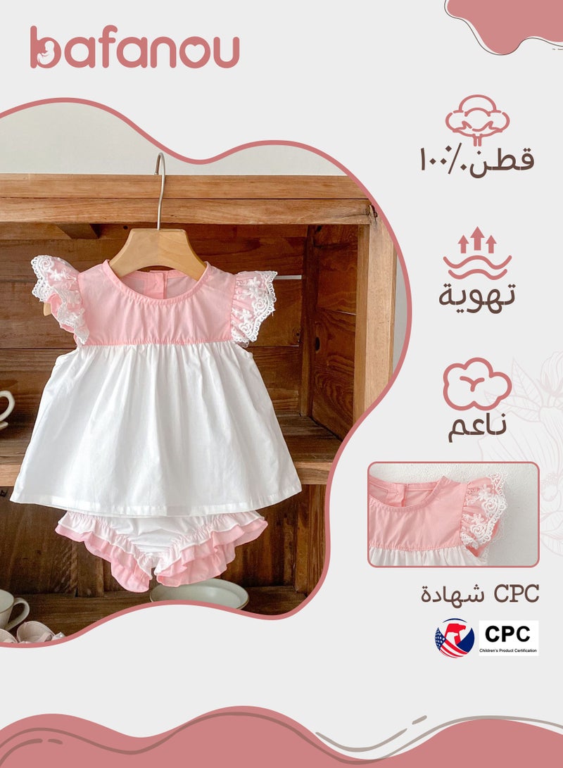Bafanou Bafanou Summer Baby Girls Top And Shorts 2 Pcs Sets Infant Patchwork Clothes Sets for 0-4Y Girls Toddler Breathable Clothing  - Image 2