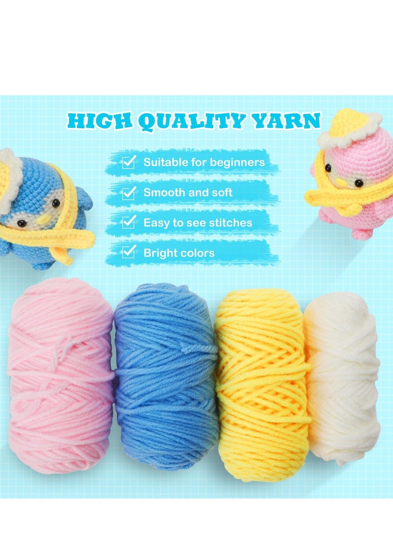 SYOSI - Beginners Crochet Kit Adults and Kids Beginners Crochet Kit Complete Set to Make 2 Penguin  Stress Relieving Craft Idea Gift with Step by Step Instruction Video Complete Material Pack - Image 1
