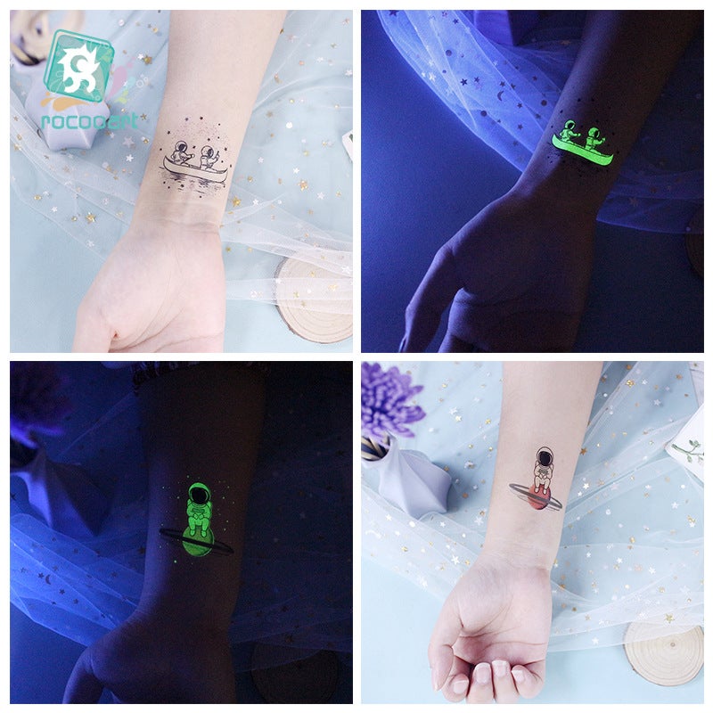 Ricklon Cross-border Waterproof Space tattoo Sticker Cartoon Astronaut Children Luminous tattoo Sticker - Image 4
