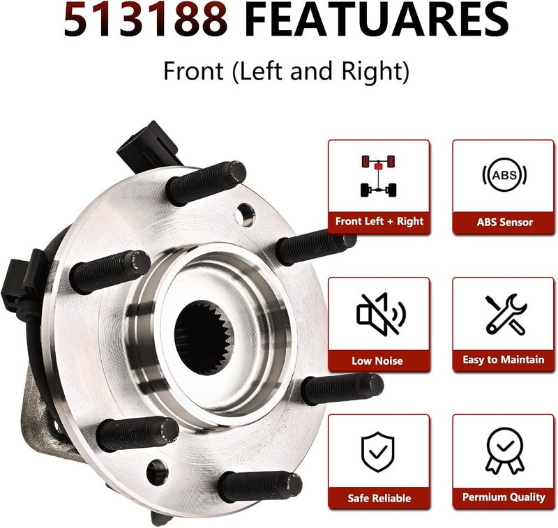 JLEO 513188 Front Wheel Hub Bearing Assembly for Chevy, GMC, Isuzu, Buick, and Saab - Image 4