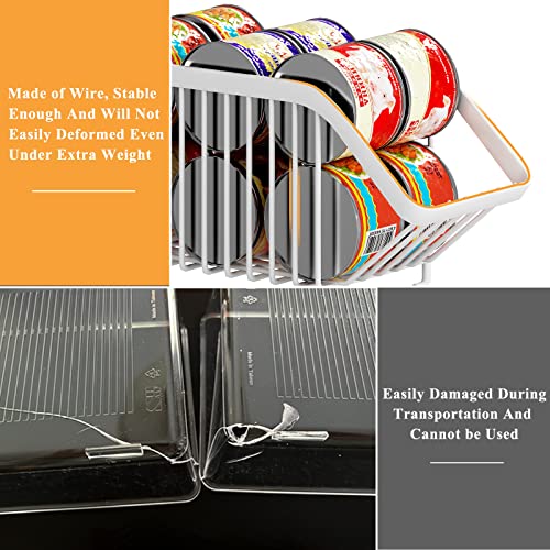 GILLAS 4 Pack Stackable Soda Can Organizer for Refrigerator, Can Holder Dispenser, Canned Food Storage Rack for Fridge, Kitchen, Countertops, Cabinets, White - Image 2