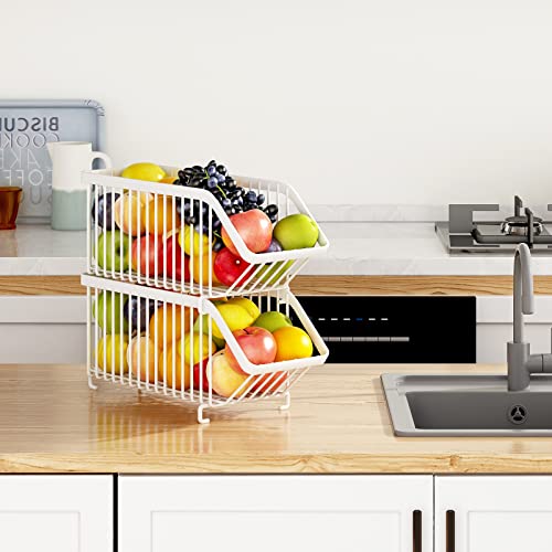 GILLAS 4 Pack Stackable Soda Can Organizer for Refrigerator, Can Holder Dispenser, Canned Food Storage Rack for Fridge, Kitchen, Countertops, Cabinets, White - Image 5